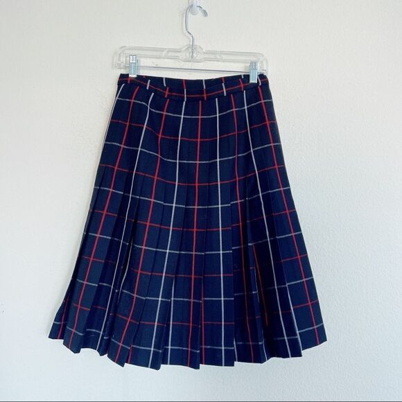 Burberry classic check print pleated wool skirt vintage size 4 - Picture 5 of 11